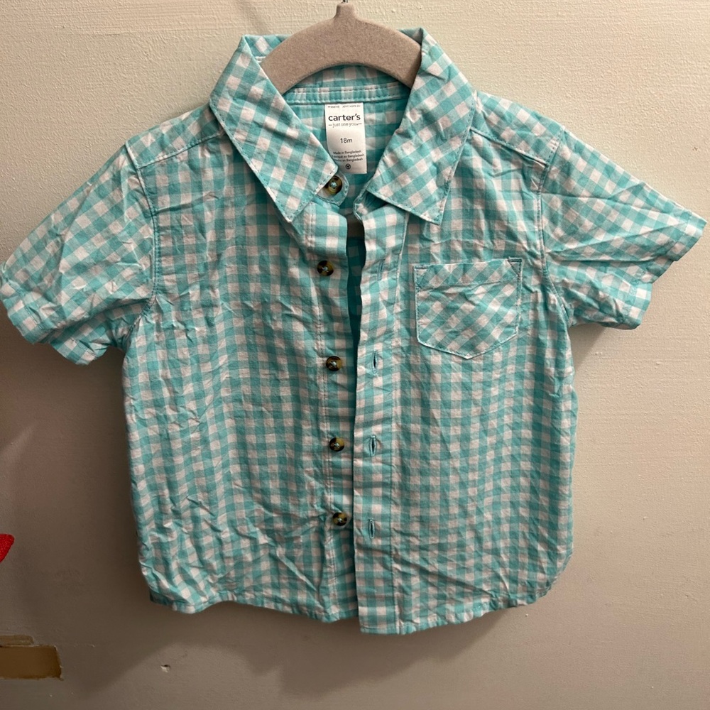 Carter's Blue Checkered Toddler Shirt